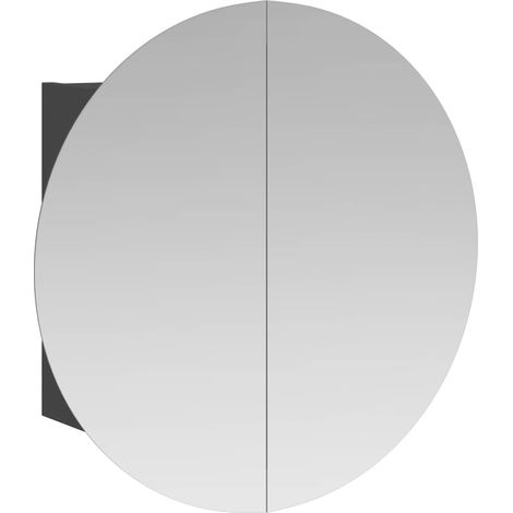 Maison Exclusive - Armadio da Bagno con Specchio Rotondo e LED Grigio 54x54x17,5cm (1/5)