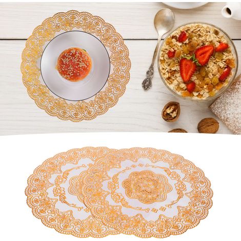 Set aus 2 goldenen Platzsets 30 cm x 30 cm, perfekt für Hochzeiten und Partys (Stil 01). (1/5)