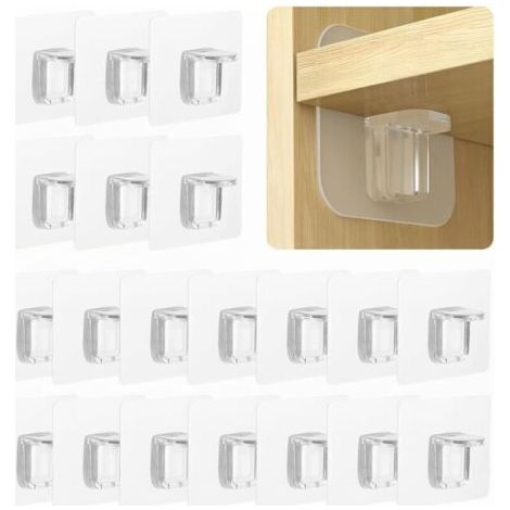 Lot de 20 supports muraux adhésifs sans perforation - Support mural fixe - Planches de support triangulaires