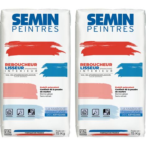 Enduit de Rebouchage et Lissage Semin (Françoise), Intérieur, en Poudre, sac 15 kg, Lot de 2 (1/5)