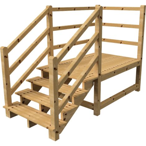 MILANO Außentreppe 4 Stufen H71 cm - Podest L189 x B120 cm - Treppengeländer links und rechts - Podestgeländer links und hinten