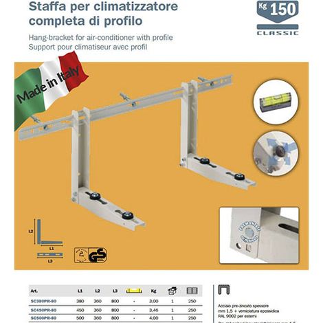 Soporte de estantería soportes 520X400X800 150 KG aire acondicionado acondicionador DUAL TRIAL QUADRI MADE IN ITALY certificado. TUV clima.6794-140