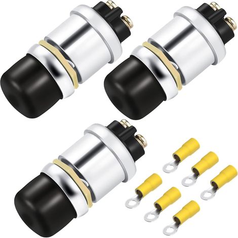 3 Pz Interruttore a Pulsante di Avvio Impermeabile, Interruttore di Accensione Momentaneo Robusto 12V 50A, Pulsante di Avvio Motore per Auto Camion Barca RV ATV (1/4)