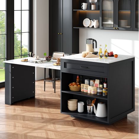 Tavolo bar allungabile con contenitore 133-202 x 70 x 93,5 cm nero DESVIAE (1/5)
