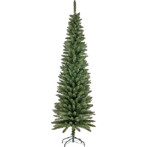 Albero di natale slim verde ALBERELLO alto 180 cm folto pieno con 346 cime salvaspazio ignifugo rapida apertura ad ombrellopiede in metallo