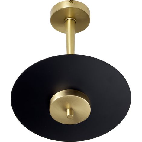 Plafonnier LED en fonte de laiton rond D : 23 cm en bronze clair noir 2700 K blanc chaud 1150 lm (1/5)