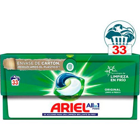 Detergente en cápsulas pods, 5 en 1, 33 dosis