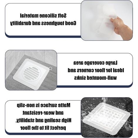 4er-Set Silikon-Abflussabdeckungen 20 x 20 cm – Geruchsstopper für Küche, Bad und Waschküche, quadratische Abflussmatte (1/5)