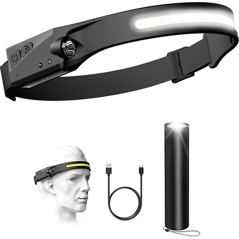 5 Modes COB XPE Étanche Sports LED Phare Rechargeable USB avec Capteur Sensible (1/5)