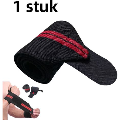 Protège poignet de sport élastique à compression absorbant la transpiration pour haltérophilie développé couché et fitness rouge (1/5)