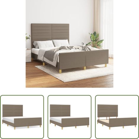 Kopfteil - Bettgestell ohne Matratze Taupe 140x190 cm Stoff (1/5)