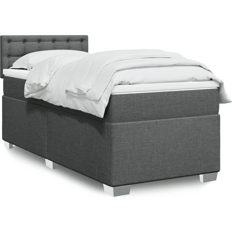 Boxspringbett mit Matratze Dunkelgrau 100x200 cm Stoff
