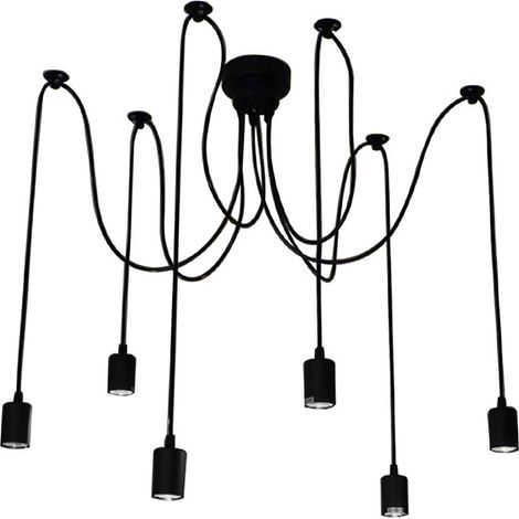 Lustre rétro nostalgique avec fleurs dispersées, fil de 1,7 m, 6 douilles, culot E27, adapté aux bars, hôtels, cuisines et restaurants (1/5)