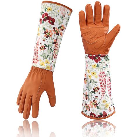 Gartenhandschuhe für Damen, bedruckte Gartenhandschuhe, langärmlig, durchstichfest, elegante Gartenhandschuhe für Damen (1/5)
