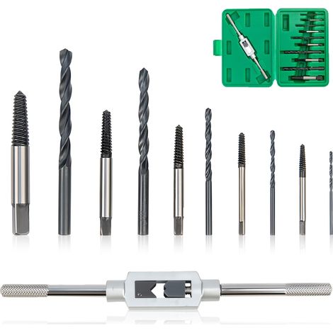 Lot de 11 extracteurs de vis, extracteur gauche avec tournevis, tarauds pour M3-M12 et 1/8"-1/2", dévisseur de vis avec boîte de rangement pour percer et enlever les vis endommagées (1/5)