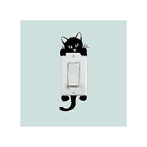 Lot de 3 autocollants muraux noirs SZTXJ, autocollants créatifs en PVC pour interrupteurs, imperméables et amovibles, décorations murales, stickers muraux artistiques, mignons et humoristiques. (1/5)