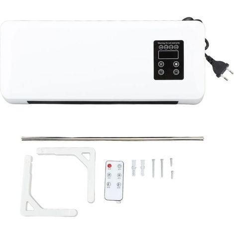 Chauffage mural électrique 1500W ABS, appareil de chauffage et refroidissement rapide monté sur mur avec télécommande et support de séchage pour serviettes pour chambre salle de bain (1/4)