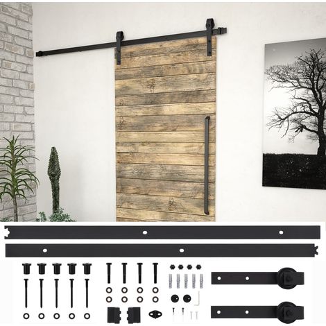 vidaXL Sliding Door "SKIEN" Hardware Kit 200 cm Steel Black