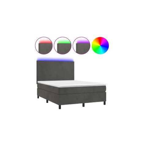 Sommier à lattes de lit avec matelas LED Gris foncé 140x190 (1/5)