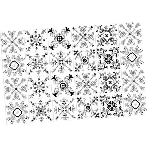 Lot de 48 stickers muraux pour canalisations, adhésif noir pour carrelage, stickers muraux, lingettes pour sols, décoration de (1/5)
