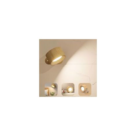 Applique Murale Interieur, Lampe Murale Touch LED avec Port de Charge USB Contrôle Tactile, 3 Niveaux de Luminosité 3 Températures Rotatifs 360° Lampe pour Chambre à Coucher 1 Pack (grain de bo
