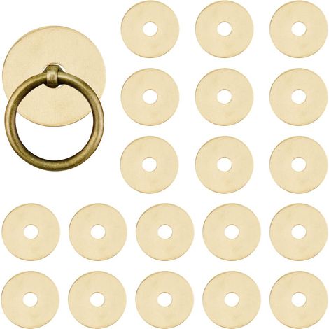 20 Pièces Rondes Plaques de Fond en Laiton Rondelles Joints Dorés 0.98 Pouce 25 mm Quincaillerie Classique Meuble Accessoires pour Tiroir Commode Placard Décoration (1/5)