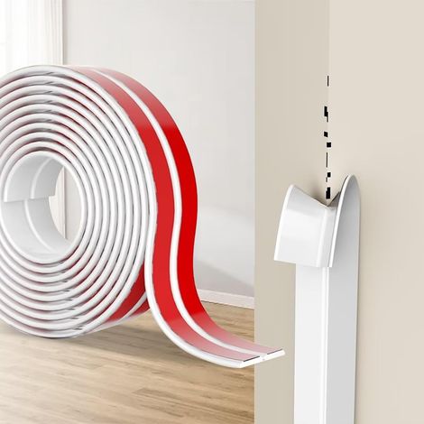 Protection Angle Mur Adhésif, Bandes Corniere en TPE, Plinthe Souple Épaisse en Forme de L Baguette Angle pour Murs, Portes, Cuisine, Fenêtres, pour Rénovations DIY (Blanc, 2cm x 4M) (1/5)