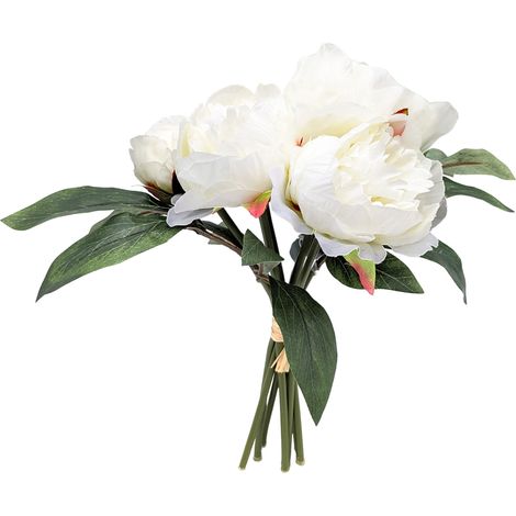 Pfingstrosen Strauß künstlich 30 cm - creme weiß - Deko Blumenstrauß gebunden - Strauß Kunst Päonie Dekorpflanze Kunstblumen Blumen Bouquet künstlich