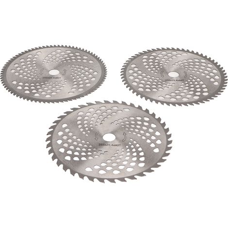 Kit de 3 lames de scie circulaire en acier 40T, 60T et 80T. Lames de coupe circulaires faciles à installer pour coupe-bordures. (1/5)