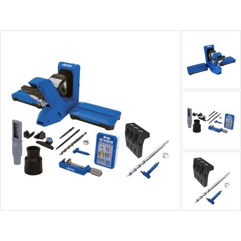 Dima per fori tascabili 720 PRO di KREG + stazione di base + dima di microforatura + trapano a colonna + punta + viti
