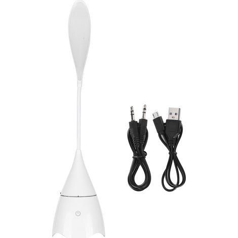 Lampe De Bureau Avec Haut-Parleur Et Chargeur USB - Bluetooth - Lecteur De Carte Micro SD - Batterie Intégrée - Blanc - 1 Pièce (1/5)