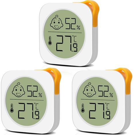 Ensemble de 3 thermomètres d'intérieur avec écran LCD numérique pour salon, chambre, bureau, chambre d'enfant, etc. (1/5)