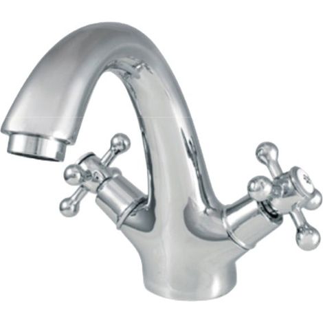 Grifo bimando retro ANTONIETTE para lavabo cromado (1/2)