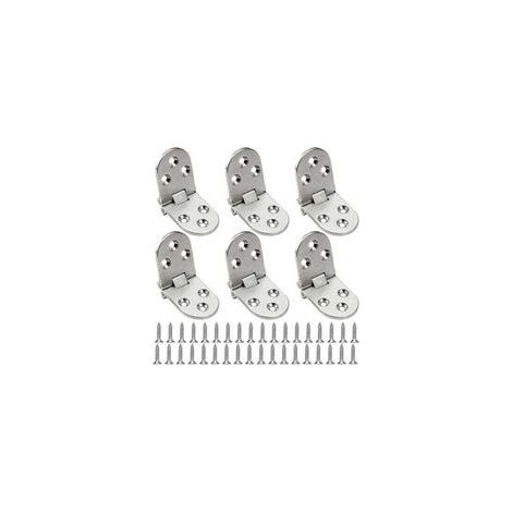 Bisagra para puerta, 6 piezas, bisagra plegable de 180°, bisagra invisible, bisagra plana, bisagra plegable con tornillos, para mesas plegables, armarios, cajas de madera, puertas - Crezuo (1/4)