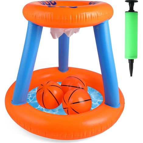 Basketball Toy Inflatable Pool Basketball Toy Inflatable Basketball Hoop with 3 Balls and Pump for Kids Adults Summer Water Fun (1/5)