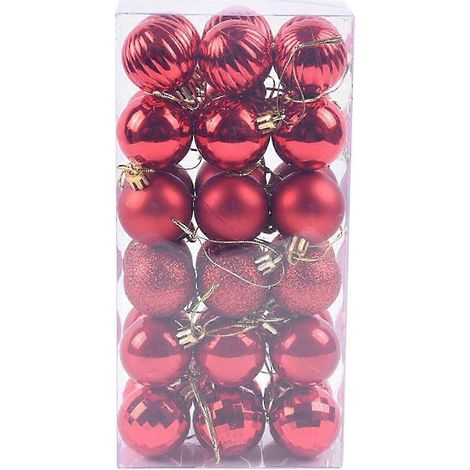 Déstockage de décorations de Noël Jacenvly : Boules de Noël Grinch (36 pièces) à suspendre, décorations de fête pour la maison, 4 cm (1/2)