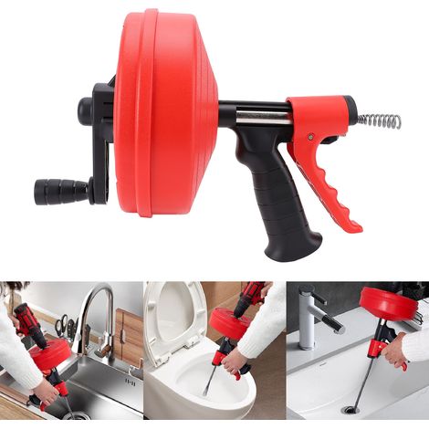 Decdeal Furet de Plomberie 2 Modes - Ressort en Acier Manganèse 65 Efficace pour Débouchage Évier Toilette 5m (1/5)