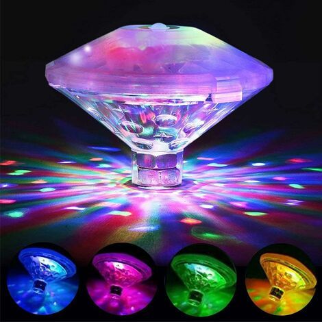 Lampe flottante piscine couleur, Lumière de bain disco, Lumière LED submersible IP68, Lumière sous-marine LED avec 7 modes pour salle de bain lampes submersibles piscine spa (1PCS)
