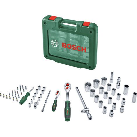 Set di utensili manuali Bosch con chiavi a cricchetto da 1/4" e 1/2", 60 pezzi (1/5)