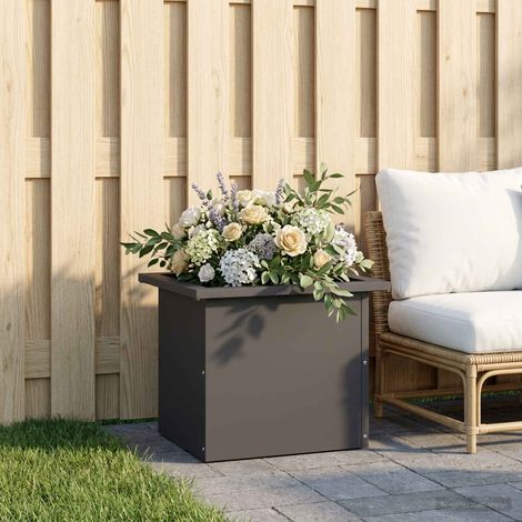 vidaXL Jardinera para jardín con luces LED Negro 30 x 40 x 30 cm Acero (1/5)