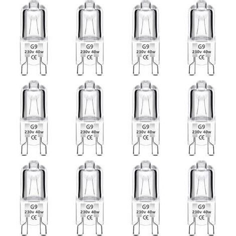 LaBlanc - Lot de 12 Ampoule Halogène G9 40W 230V Dimmable 0-100%, 480LM, Blanc Chaud 2700K, G9 Bi-Pin Base Halogène Lampe, Sans Scintillement, pour Four, Lustres,Lampes de Paysage, Éclairage d'armoire (1/5)
