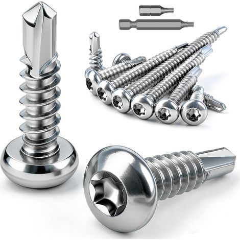 50 Pièces Torx Vis Autoforeuse Inox M5,5x50 mm Visse Autoforeuse (1/5)