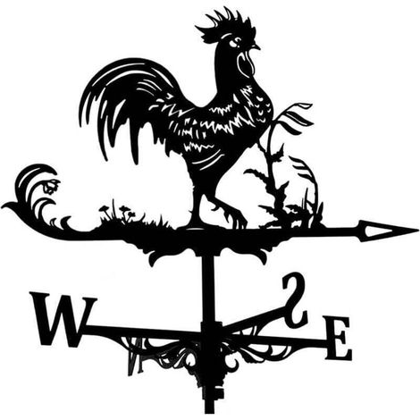 Girouette en mtal en forme de coq avec indicateur de direction du vent, pour dcoration de jardin, toit, paddock, 35 x 60 cm, noir (1/4)