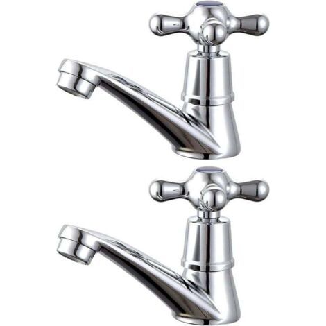 Robinet de lavabo de salle de bain, 1 paire de robinets d'eau chaude et d'eau froide (1/5)