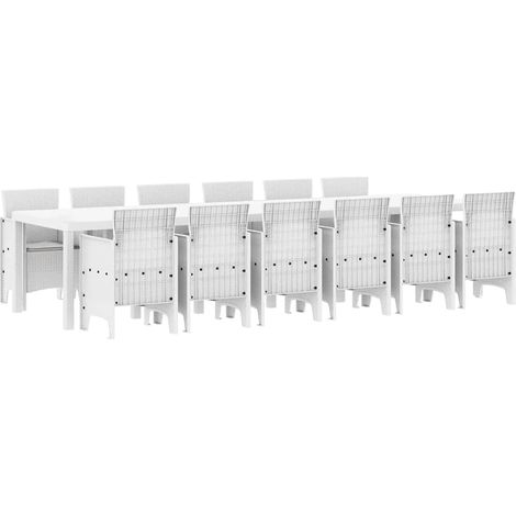 Maison Exclusive - Set da Pranzo per Giardino 13 pcs Bianco Rattan Polt
