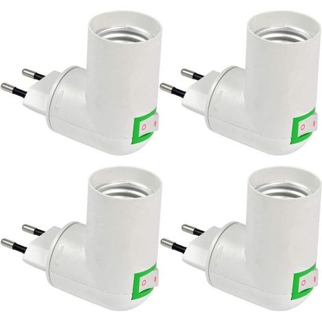 Lot de 4 douilles E27 avec interrupteur sans fil, lampe murale/de bureau, orientable à 360°, en plastique, 220-240 V (1/5)