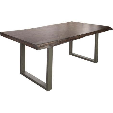 Table à manger 200x100 Acacia laqué Gris taupe / Gris mat FREEFORM 5