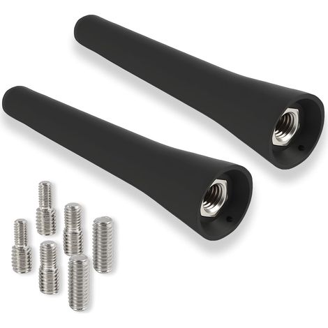 2PCS 6.5cm Mini Antenne Voiture Courte, Universelle FM/AM, Mini Antenne de Toit avec 6 Vis Adaptateurs M4/M5/M6, Remplacement Antenne Auto Résistante en Caoutchouc et Métal, Installation Facile (1/5)
