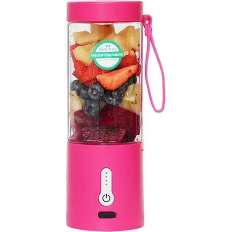 Mixeur Portable, Mixeur électrique USB, Mini Mélangeur Portable pour Shakes et Smoothies jus, 530 ml Idéales pour Mélanger, Rose (1/4)