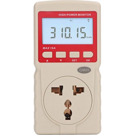 Compteur électrique LCD tension courant fréquence énergie puissance moniteur prise US 220V (1/5)